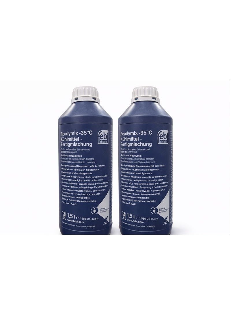 Febi Bilstein Ready Mix Coolant Antifreeze Blue  1.5L Pack of 2 – Protection up to -35°C